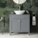 Bermuda Dove Grey Vanity with Oval Counter Top Basin 800mm - Brushed Brass Accents