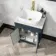 Bermuda Inky Blue Vanity with Marble Top & Curved Counter Top Basin 600mm - Brushed Brass Accents