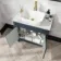Bermuda Inky Blue Vanity with Marble Top & Curved Counter Top Basin 800mm - Brushed Brass Accents