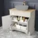 Lucia Chalk White Cabinet with Oak Effect Top 840mm (Excludes Counter Top Basin) - Brushed Brass Accents