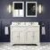 Lucia Chalk White Double Vanity with Marble Top & Undermount Basins 1200mm - Brushed Brass Accents