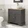Lucia Graphite Grey Vanity with Oak Effect Top & Curved Counter Top Basin 840mm - Brushed Brass Accents