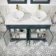 Lucia Inky Blue Double Vanity with Marble Top & Round Counter Top Basin 1200mm - Brushed Brass Accents