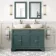 Lucia Midnight Green Double Vanity with Oak Effect Top & Curved Counter Top Basin 1200mm - Brushed Brass Accents
