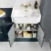 Monaco Inky Blue Combination Vanity Traditional Basin and Hudson Toilet with Wooden Seat 1500mm - Brushed Brass Accents