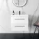 Elba Gloss White Wall Hung Basin Drawer Vanity 600mm - Black Accents