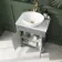 Bermuda Dove Grey Vanity with Marble Top & Oval Counter Top Basin 600mm - Brass Knurled Handles