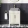 Bermuda Chalk White Cabinet with Marble Top 600mm - Excludes Counter Top Basin - Brass Knurled Handles