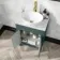 Bermuda Midnight Green Vanity with Marble Top & Oval Counter Top Basin 600mm - Brass Knurled Handles