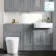 Monaco Dove Grey Combination Vanity Basin and Boston Toilet 1500mm - Brass Knurled Handles