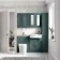 Monaco Midnight Green Combination Vanity Traditional Basin with Marble Top & Boston Toilet 1200mm - Brass Knurled Handles