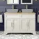 Lucia Chalk White Cabinet with Oak Effect Top 1200mm (Excludes Counter Top Basins) - Brass Knurled Handles