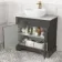 Lucia Graphite Grey Vanity with Marble Top & Curved Counter Top Basin 840mm - Brass Knurled Handles