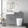 Harper Stone Grey Vanity with Semi Recessed Basin 600mm -Brushed Brass Accents
