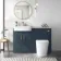 Harper Navy Blue Combination Vanity Basin with Marble Top & Boston Toilet 1200mm - Brushed Brass Accents