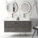 Elba Graphite Grey Double Wall Hung Drawer Vanity with Marble Top & Cody Basin 1200mm - Brushed Brass Accents