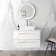 Elba Gloss White Wall Hung Drawer Vanity with Marble Top & Cody Basin 800mm - Brushed Brass Accents