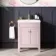 Bermuda Cashmere Pink Basin Vanity 600mm - Brushed Brass Accents