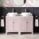 Bermuda Cashmere Pink Vanity with Marble Top & Oval Counter Top Basin 1200mm - Brushed Brass Accents
