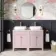 Bermuda Cashmere Pink with Marble Top & Curved Counter Top Basin 1200mm - Brushed Brass Accents