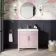 Bermuda Cashmere Pink Basin Vanity 800mm - Brass Knurled Handles