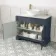 Lucia Inky Blue Vanity with Marble Top & Round Counter Top Basin 1030mm - Brushed Brass Accents