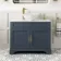 Lucia Inky Blue Vanity with Marble Top & Round Counter Top Basin 1030mm - Brass Knurled Handles