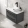 Omaha Slate Grey Wall Hung Drawer Vanity with Marble Top & Marin Basin 800mm - Black Accents
