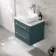 Omaha Mystic Green Wall Hung Drawer Vanity with Marble Top & Curved Counter Top Basin 600mm