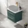 Omaha Mystic Green Wall Hung Drawer Vanity with Marble Top 600mm (Excludes Counter Top Basin) - Brushed Brass Accents
