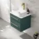 Omaha Mystic Green Wall Hung Drawer Vanity with Marble Top & Marin Basin 600mm - Brushed Brass Accents