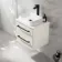 Omaha Linen White Wall Hung Drawer Vanity with Marble Top & Marin Basin 600mm - Black Accents