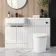 Sicily Fluted Coastal White Combination Vanity Basin and Boston Toilet 1200mm - Black Accents - Left Handed