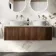 Malta Fluted Black Walnut Double Wall Hung Drawer Vanity with Marble Top & Nevis Basin 1200mm