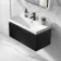 Malta Fluted Matt Black Wall Hung Basin Drawer Vanity 800mm