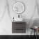 Elba Graphite Grey Wall Hung Drawer Vanity with Marble Top & Curved Counter Top Basin 600mm - Black Accents