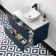 Crete Fluted Navy Blue Wall Hung Drawer Vanity with Marble Top & Curved Basin 800mm