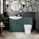 Capri Mystic Green Combination Vanity Basin and Houston Toilet 1350mm - Chrome Handles