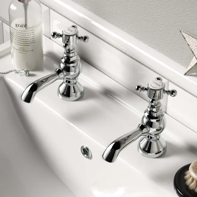 Thames Traditional Chrome Hot & Cold Basin Taps