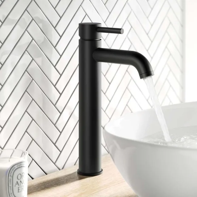 Trent Matt Black High Rise Basin Mixer Tap