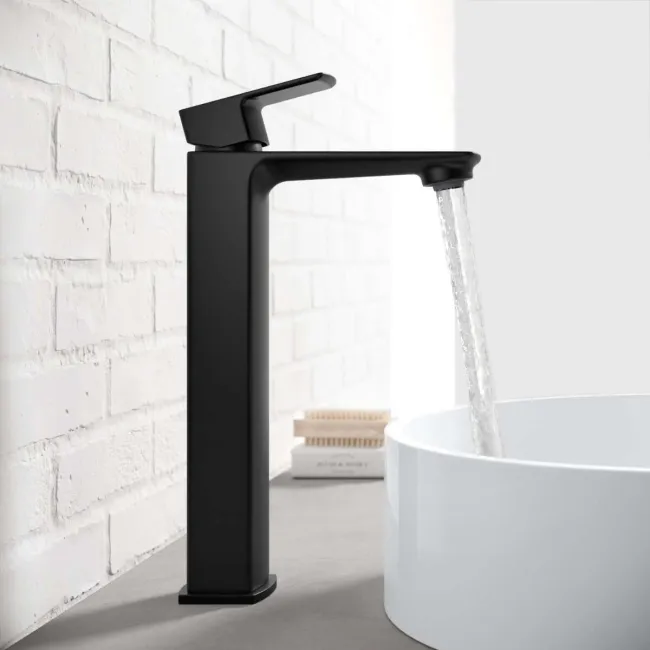Mersey Matt Black High Rise Basin Mixer Tap
