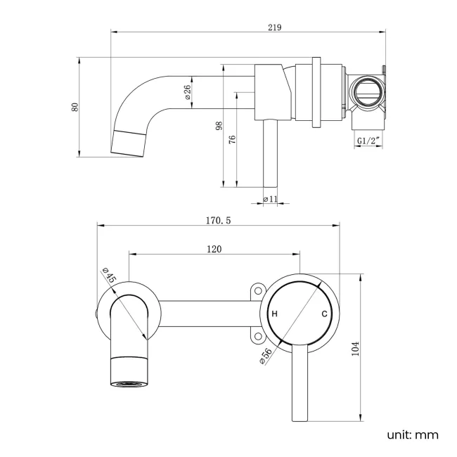 Trent Gunmetal Grey Wall Mounted Basin Mixer Tap