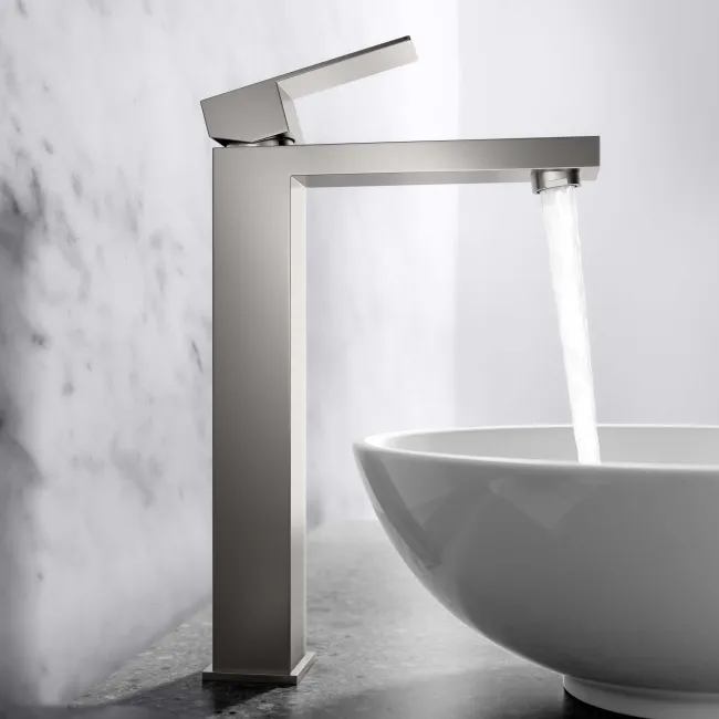 Dart Brushed Stainless Steel High Rise Basin Mixer Tap