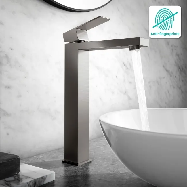Dart Gunmetal Grey High Rise Basin Mixer Tap
