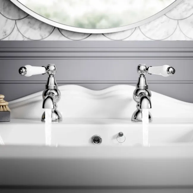 Beauly Traditional Chrome Hot & Cold Basin Taps
