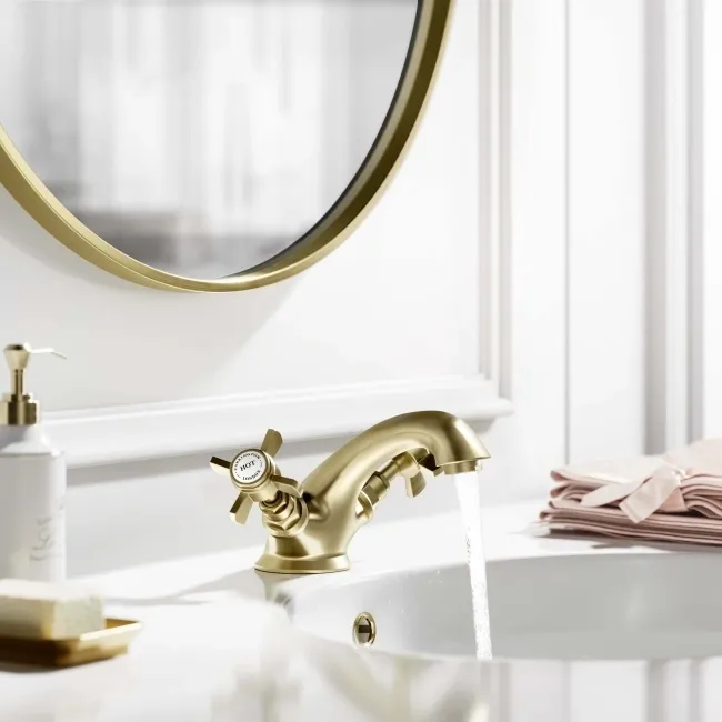 Nairn Traditional Brushed Brass Basin Mixer Tap