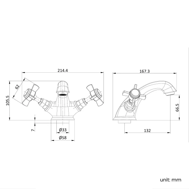 Nairn Traditional Brushed Brass Basin Mixer Tap