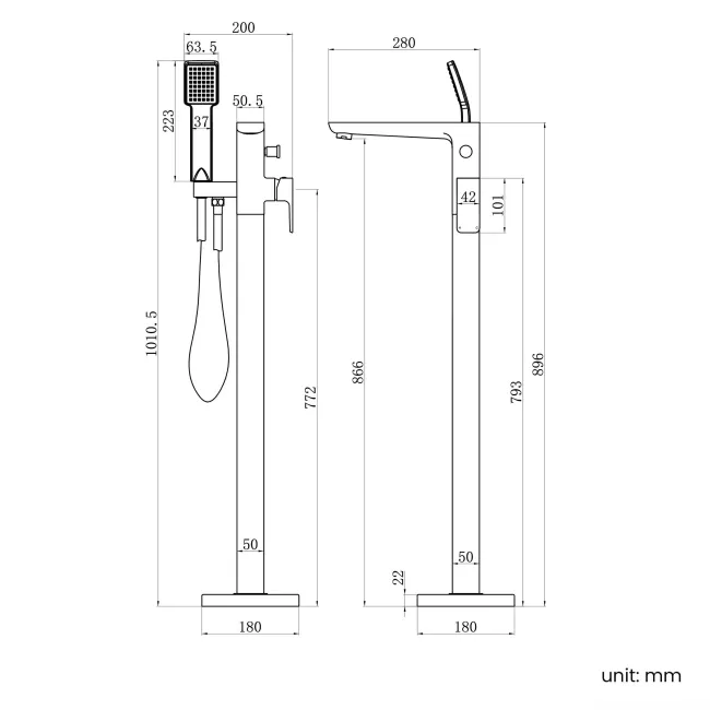 Soar Gunmetal Grey Freestanding Bath Shower Mixer Tap