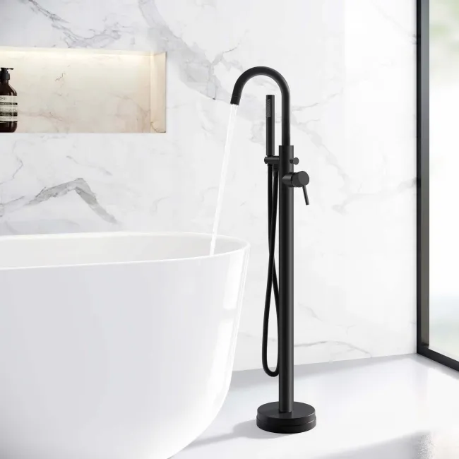 Selma Matt Black Freestanding Bath Shower Mixer Tap