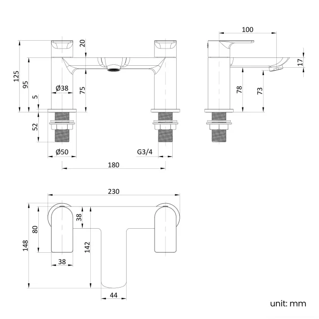 Lusk Matt Black Bath Filler
